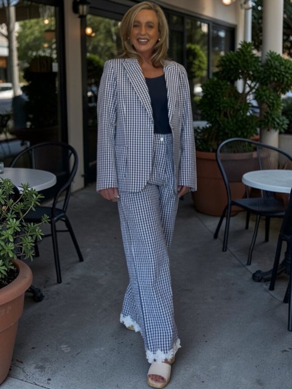 Vilagallo Gingham Blue and white Blazer - Picture 3 of 3